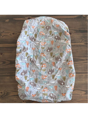 ALVABABY Organic Cotton Crib Sheet Woodland Animals Gray Fitted